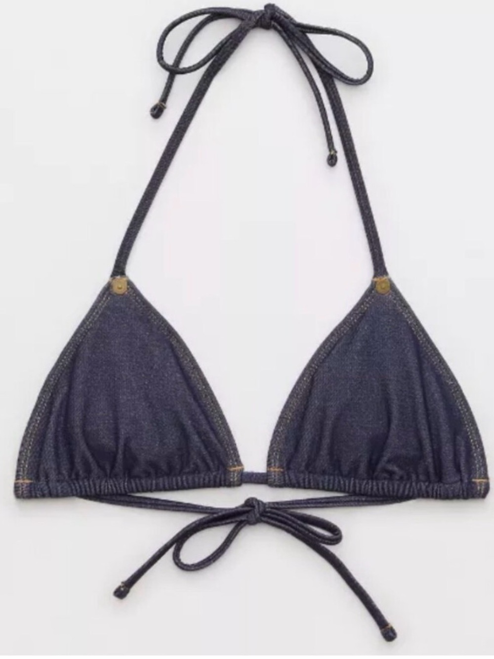 AE x Aerie Match Made in Denim Triangle String Bikini Top - Picture 2 of 6